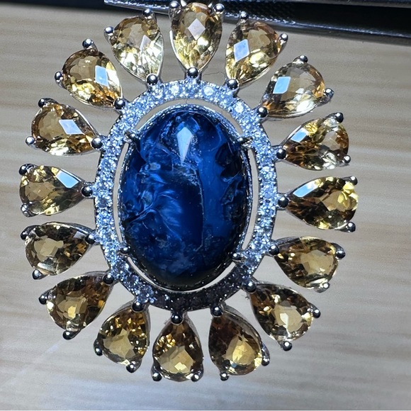 Stunning Pietersite & Citrine 925 Silver Pendant Crystal Gem Sterling - Picture 4 of 5